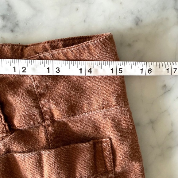 Maeve Anthropologie Colette Linen Cropped Pants Women’s 31 Brown Wide Leg Boho - Picture 10 of 10